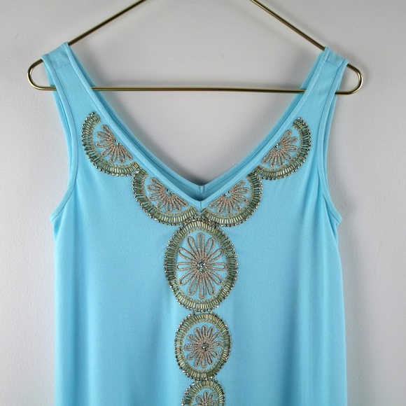 Lilly Pulitzer Blue Sleeveless V-Neck Sundress - Picture 2 of 6